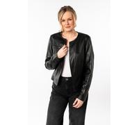 Lederjacke MAURITIUS "MWLelia", Damen, Gr. XL, schwarz, Obermaterial: 100% Schafsleder. Futter: 100% Baumwolle. Ärmelfutter: 100% Polyester, unifarben, regular fit normal, Rundhals, Jacken, kragenlos