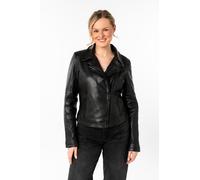Lederjacke MAURITIUS "MWMishell SF", Damen, Gr. XL, schwarz, Fellimitat: 100% Polyester. Obermaterial: 100% Schafsleder. Futter: 100% Baumwolle. Ärmelfutter: 100% Polyester, unifarben, slim fit normal
