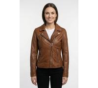 Lederjacke MAURITIUS "MWPaige", Damen, Gr. 3XL, braun (cognac), Obermaterial: 100% Schafsleder. Futter: 100% Baumwolle. Ärmelfutter: 100% Polyester, unifarben, regular fit kurz, eingesetzt abgesteppt,