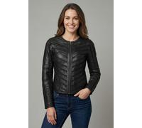 Lederjacke MAURITIUS "GGSuri LELEV", Damen, Gr. XXXL, schwarz, Obermaterial: 100% Schafsleder. Futter: 100% Polyester. Ärmelfutter: 100% Polyester, unifarben, modisch, regular fit kurz, Rundhals, Lang