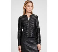 Lederjacke MAURITIUS "MWSuri LELEV", Damen, Gr. L, schwarz, Obermaterial: 100% Schafsleder. Futter: 92% Polyester, 8% Elasthan, unifarben, regular fit kurz, Rundhals, eingesetzt abgesteppt, Jacken, ge