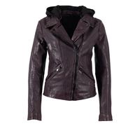 Lederjacke MAURITIUS "MWTary SF", Damen, Gr. L, plum, Obermaterial: 100% Schafsleder. Futter: 100% Baumwolle. Kapuze: 55% Baumwolle, 45% Polyester. Ärmelfutter: 100% Polyester, unifarben, slim fit nor