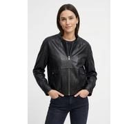 Lederjacke MAURITIUS "MWThilda", Damen, Gr. 4XL (48), schwarz, Obermaterial: 100% Schafsleder. Futter: 100% Baumwolle. Ärmelfutter: 100% Polyester, unifarben, oversize hüftbedeckend, angesetztes Bündc