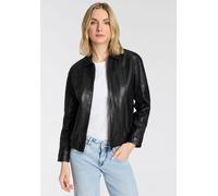 Lederjacke MAURITIUS "MWTylli OS OT", Damen, Gr. M (38), schwarz, Obermaterial: 100% Schafsleder. Futter: 100% Baumwolle. Ärmelfutter: 100% Polyester, unifarben, normal, 1-Knopf-Manschette, Jacken, Bo