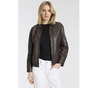 Lederjacke MAURITIUS "MWTylli OS OT", Damen, Gr. S (36), schwarz braun, Obermaterial: 100% Schafsleder. Futter: 100% Baumwolle. Ärmelfutter: 100% Polyester, unifarben, normal, 1-Knopf-Manschette, Jack