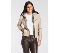 Lederjacke MAURITIUS "NOLA", Damen, Gr. 4XL/48, beige (light beige), Obermaterial: 100% Schafsleder. Futter: 100% Baumwolle. Kapuze: 52% Baumwolle, 48% Polyester. Ärmelfutter: 100% Polyester, unifarbe