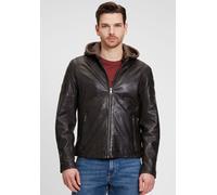 Lederjacke MAURITIUS "Rylo LAKEV", Herren, Gr. 3XL, braun (schwarz braun), Obermaterial: 100% Schafsleder. Futter: 100% Baumwolle. Kapuze: 55% Baumwolle, 45% Polyester. Ärmelfutter: 100% Polyester, ko