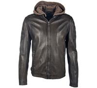 Lederjacke MAURITIUS "Rylo LAKEV", Herren, Gr. 4XL, braun (schwarz braun), Obermaterial: 100% Schafsleder. Futter: 100% Baumwolle. Kapuze: 55% Baumwolle, 45% Polyester. Ärmelfutter: 100% Polyester, ko