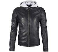 Lederjacke MAURITIUS "Rylo LAKEV", Herren, Gr. 4XL, schwarz, Obermaterial: 100% Schafsleder. Futter: 100% Baumwolle. Kapuze: 55% Baumwolle, 45% Polyester. Ärmelfutter: 100% Polyester, kontrastfarbene