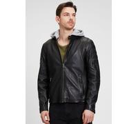 Lederjacke MAURITIUS "Rylo LAKEV", Herren, Gr. S, schwarz, Obermaterial: 100% Schafsleder. Futter: 100% Baumwolle. Kapuze: 55% Baumwolle, 45% Polyester. Ärmelfutter: 100% Polyester, kontrastfarbene De