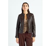 Lederjacke MAZE "31Ryana", Damen, Gr. XXL, braun (schwarz braun), Obermaterial: 100% Lammleder. Futter: 100% Baumwolle. Ärmelfutter: 100% Polyester, Jacken (83657156-XXL) schwarz braun