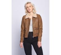 Lederjacke MAZE "42020103", Damen, Gr. XL, braun (cognac), Obermaterial: 100% Lammleder / Futter: 100% Baumwolle / Kragen: 100% Polyester / Ärmelfutter: 100% Polyester, Jacken (36380315-XL) cognac