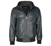 Lederjacke MAZE "42021199", Herren, Gr. M, blau (schwarz ink), Obermaterial: 100% Lammleder; Futter: 100% Baumwolle; Ärmelfutter: 100% Polyester; Kapuzenfutter: 55% Baumwolle, 45% Polyester, ohne Bünd