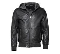 Lederjacke MAZE "42021199", Herren, Gr. S, schwarz, Obermaterial: 100% Lammleder; Futter: 100% Baumwolle; Ärmelfutter: 100% Polyester; Kapuzenfutter: 55% Baumwolle, 45% Polyester, ohne Bündchen, Jacke