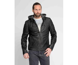 Lederjacke MAZE "42021309", Herren, Gr. M, schwarz, Obermaterial: 100% Lammleder. Futter: 100% Baumwolle. Ärmelfutter: 100% Polyester. Kapuze: 52% Baumwolle. 48% Polyester, Jacken (47297829-M) schwarz