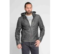 Lederjacke MAZE "42021309" Gr. XXL, grau, Herren, Obermaterial: 100% Lammleder / Futter: 100% Baumwolle / Ärmelfutter: 100% Polyester / Kapuze: 52% Baumwolle; 48% Polyester, Jacken (30973849-XXL) grau