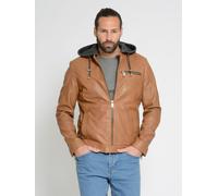 Lederjacke MAZE "42021311", Herren, Gr. M, braun (cognac), Obermaterial: 100% Lammleder. Innenfutter: 100% Polyester. Ärmelfutter: 100% Polyester. Kapuze: 52% Baumwolle. 48% Polyester, Jacken (3394626