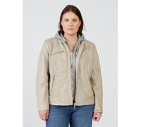 Lederjacke MAZE "42021318", Damen, Gr. 46, beige (greige), Obermaterial: 100% Lammleder; Futter: 100% Baumwolle; Ärmelfutter: 100% Polyester; Kapuze: 55% Baumwolle, 45% Polyester, Jacken (44821148-46)