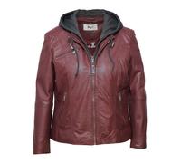 Lederjacke MAZE "42021318", Damen, Gr. 46, rot (maroon), Obermaterial: 100% Lammleder. Futter: 100% Baumwolle. Ärmelfutter: 100% Polyester. Kapuze: 55% Baumwolle, 45% Polyester, Jacken (89792542-46) m