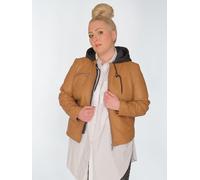 Lederjacke MAZE "42021318", Damen, Gr. 50, braun (cognac), Obermaterial: 100% Lammleder; Futter: 100% Baumwolle; Ärmelfutter: 100% Polyester; Kapuze: 55% Baumwolle, 45% Polyester, Jacken (59337357-50)
