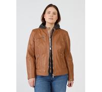 Lederjacke MAZE "42021318", Damen, Gr. 52, braun (cognac), Obermaterial: 100% Lammleder. Futter: 100% Baumwolle. Ärmelfutter: 100% Polyester. Kapuze: 55% Baumwolle, 45% Polyester, Jacken (59337357-52)