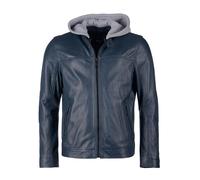 Lederjacke MAZE "42024137", Herren, Gr. L, blau (navy), Oberstoff: 100% Lammleder. Futter: 100% Baumwolle. Ärmelfutter: 100% Polyester. Taschenfutter. 100% Polyester. Kapuze: 84% Baumwolle, 14% Polyes
