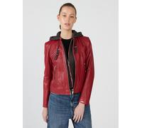 Lederjacke MAZE "Mico", Damen, Gr. 3XL, rot (chilli), Obermaterial: 100% Lammleder. Innenfutter: 100% Polyester. Kapuze: 55% Baumwolle, 45% Polyester, Jacken (36977168-XXXL) chilli