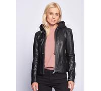 Lederjacke MAZE "Mico", Damen, Gr. 3XL, schwarz (schwarz, schwarz), Obermaterial: 100% Lammleder; Innenfutter: 100% Polyester; Kapuze: 55% Baumwolle, 45% Polyester, Jacken (55778729-XXXL) schwarz, sch