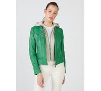 Lederjacke MAZE "Mico", Damen, Gr. L, grün (bright grün), Obermaterial: 100% Lammleder / Innenfutter: 100% Polyester / Kapuze: 55% Baumwolle, 45% Polyester, Jacken (87156046-L) bright grün