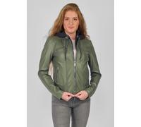 Lederjacke MAZE "Mico", Damen, Gr. L, grün (leaf grün), Obermaterial: 100% Lammleder / Innenfutter: 100% Polyester / Kapuze: 55% Baumwolle, 45% Polyester, Jacken (71623265-L) leaf grün