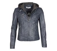 Lederjacke MAZE "Mico", Damen, Gr. S, blau (navy), Obermaterial: 100% Lammleder / Innenfutter: 100% Polyester / Kapuze: 55% Baumwolle, 45% Polyester, Jacken (65459934-S) navy