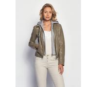 Lederjacke MAZE "Mico", Damen, Gr. XL, braun (mud), Obermaterial: 100% Lammleder. Innenfutter: 100% Polyester. Kapuze: 55% Baumwolle, 45% Polyester, Jacken (37085137-XL) mud