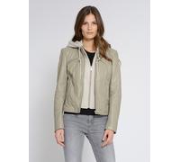 Lederjacke MAZE "Mico", Damen, Gr. XL, weiß (schwarz cloud), Obermaterial: 100% Lammleder. Innenfutter: 100% Polyester. Kapuze: 55% Baumwolle, 45% Polyester, Jacken (23465469-XL) schwarz cloud