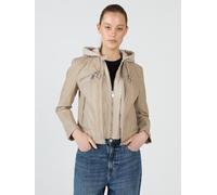 Lederjacke MAZE "Mico", Damen, Gr. XXL, beige (sand), Obermaterial: 100% Lammleder; Innenfutter: 100% Polyester; Kapuze: 55% Baumwolle, 45% Polyester, Jacken (63204566-XXL) sand