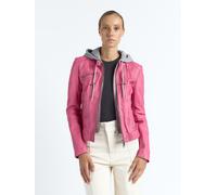 Lederjacke MAZE "Mico", Damen, Gr. XXL, pink, Obermaterial: 100% Lammleder. Innenfutter: 100% Polyester. Kapuze: 55% Baumwolle, 45% Polyester, Jacken (24233466-XXL) pink