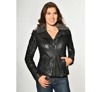 Lederjacke MUSTANG "19Grenada", Damen, Gr. S, schwarz, Obermaterial: 100% Lammleder; Futter: 100% Baumwolle; Ärmelfutter: 100% Polyester, Jacken (15122915-S) schwarz