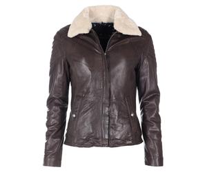 Lederjacke MUSTANG "310177", Damen, Gr. M, braun, 100% Lammleder / Material: 100% Baumwolle / Ärmelfutter: 100% Echtpelz / 100% Polyester, Jacken (90677366-M) braun