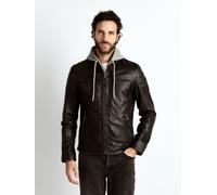 Lederjacke MUSTANG "31020140", Herren, Gr. XL, schwarz, Obermaterial: 100% Lammleder. Innenfutter: 100% Baumwolle. Kapuze: 100% Baumwolle. Ärmelfutter: 100% Polyester, ohne Bündchen, Jacken (16965741-