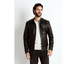 Lederjacke MUSTANG "31020180", Herren, Gr. S, braun, Obermaterial: 100% Lammleder. Innenfutter: 100% Polyester. Fütterung: 100% Polyester. Ärmelfutter: 100% Polyester, ohne Bündchen, Jacken (40901624-