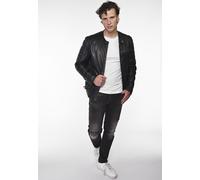 Lederjacke MUSTANG "31020248", Herren, Gr. M, grau (vintage grau), Obermaterial: 100% Lammleder; Innenfutter: 55% Polyester, 45% Baumwolle; Padding: 100% Polyester; Ärmelfutter: 100% Polyester, ohne B