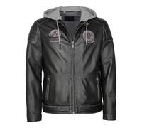 Lederjacke MUSTANG "31021521", Herren, Gr. M, schwarz, Obermaterial: 100% Lammleder. Futter: 100% Baumwolle. Ärmelfutter: 100% Polyester. Kapuze: 90% Baumwolle, 10% Polyester, ohne Bündchen, Jacken (5
