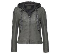 Lederjacke MUSTANG "31021533", Damen, Gr. S, grün (olive), Obermaterial: 100% Lammleder; Futter: 60% Baumwolle, 40% Polyester; Ärmelfutter: 100% Polyester; Kaputze: 55% Baumwolle, 45% Polyester, Jacke