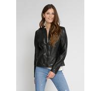 Lederjacke MUSTANG "31022106", Damen, Gr. XL, schwarz, Obermaterial: 100% Lammleder; Futter: 100% Baumwolle; Ärmelfutter: 100% Polyester; Taschenfutter: 100% Baumwolle, Ziersteppung, Jacken (85000364-