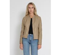 Lederjacke MUSTANG "31022227", Damen, Gr. XXL, grau (stone), Obermaterial: 100% Lammleder; Innenfutter: 90% Baumwolle, 10% Polyester; Ärmelfutter: 100% Polyester; Wattierung: 100% Polyester, Jacken (1