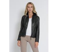 Lederjacke MUSTANG "31022243", Damen, Gr. S, grau (anthra), Obermaterial: 100% Lammleder; Innenfutter: 100% Baumwolle; Ärmelfutter: 100% Polyester; Kapuze 52% Baumwolle, 48% Polyester, Jacken (7808681