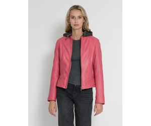 Lederjacke MUSTANG "31022244", Damen, Gr. 3XL, rot (rouge rot), Obermaterial: 100% Lammleder. Innenfutter: 100% Baumwolle. Ärmelfutter: 100% Polyester. Wattierung: 100% Polyester. Kapuze 52% Baumwolle
