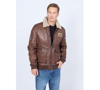 Lederjacke MUSTANG "31022251", Herren, Gr. S, braun (schwarz braun), Obermaterial: 100% Leder, Büffel; Futter: 100% Baumwolle; Ärmelfutter: 100% Polyester, ohne Bündchen, Jacken (93921130-S) schwarz b