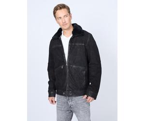 Lederjacke MUSTANG "31022266", Herren, Gr. 3XL, schwarz, Obermaterial: 100% Schafsleder. Ärmelfutter: 100% Polyester. Futter: 100% Polyester. Kragen: 100% Lammfell, ohne Bündchen, Jacken (42040606-XXX