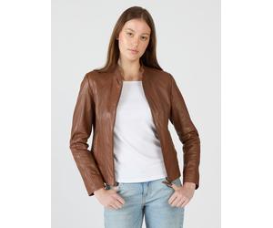 Lederjacke MUSTANG "Blanca", Damen, Gr. XL, braun (cognac), Obermaterial: 100% Lammleder. Futter: 100% Baumwolle. Ärmelfutter: 100% Polyester, Jacken (48340211-XL) cognac