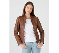 Lederjacke MUSTANG "Blanca", Damen, Gr. XXL, braun (cognac), Obermaterial: 100% Lammleder; Futter: 100% Baumwolle; Ärmelfutter: 100% Polyester, Jacken (48340211-XXL) cognac
